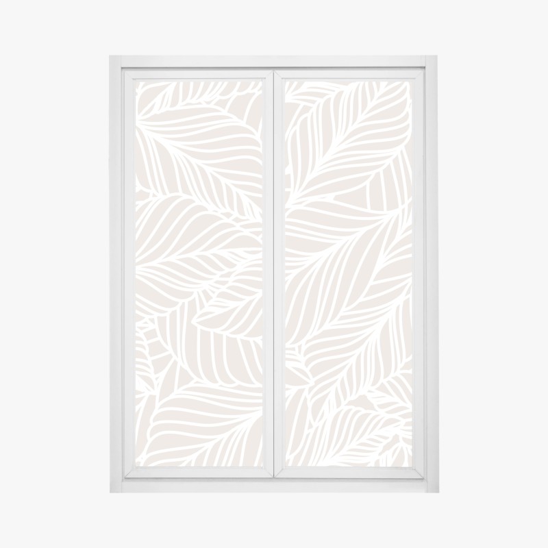 Window decal neutral botanical leaf pattern