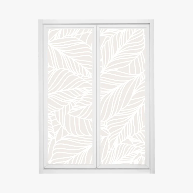Window decal neutral botanical leaf pattern