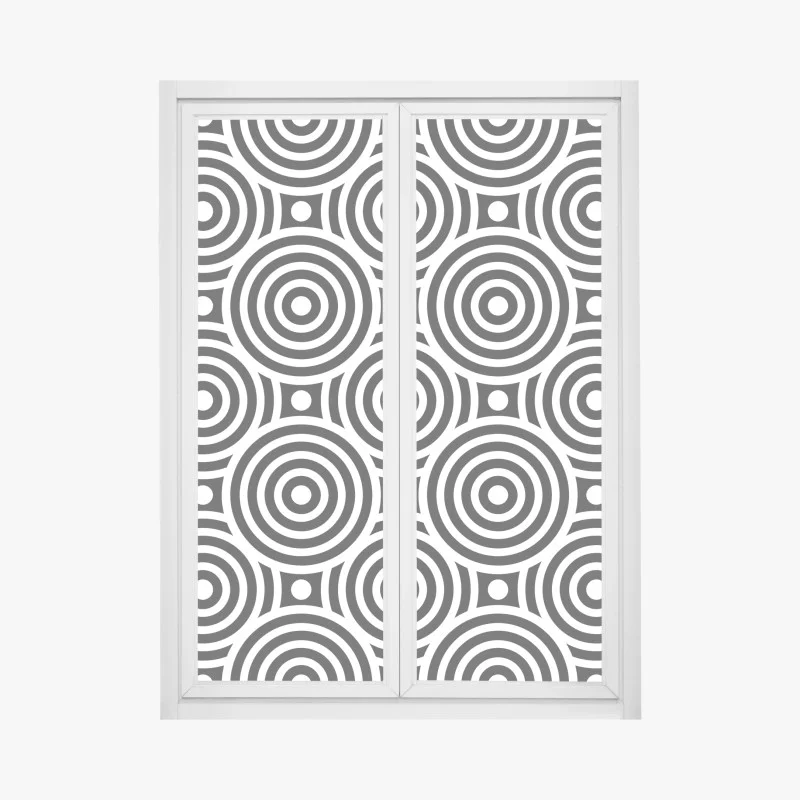 Window decal black and white concentric circle pattern