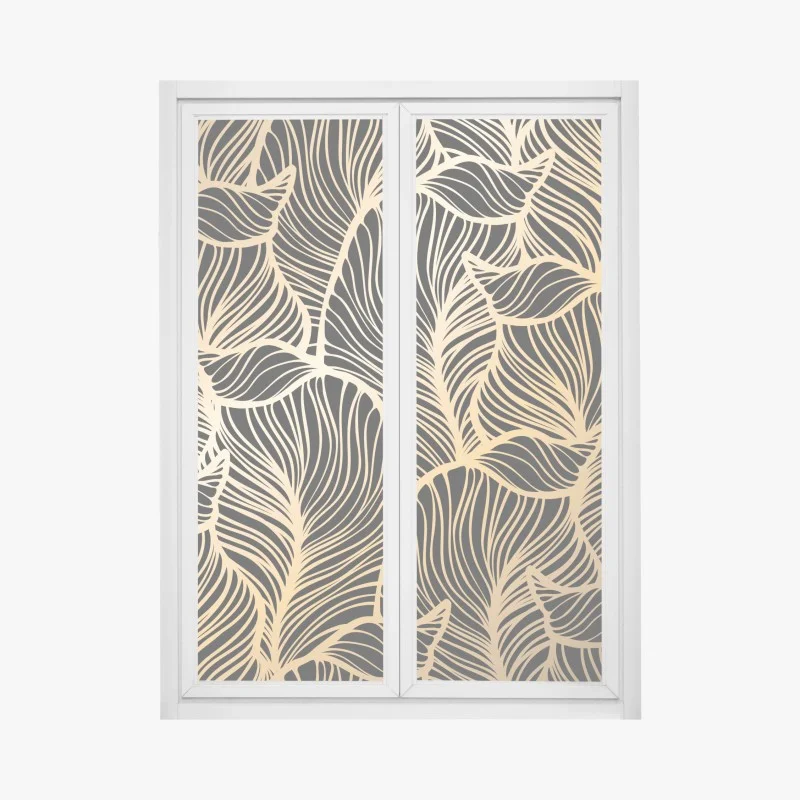 Window decal golden leaf pattern on black