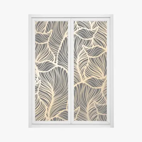 Window decal golden leaf pattern on black • Wallissimo®