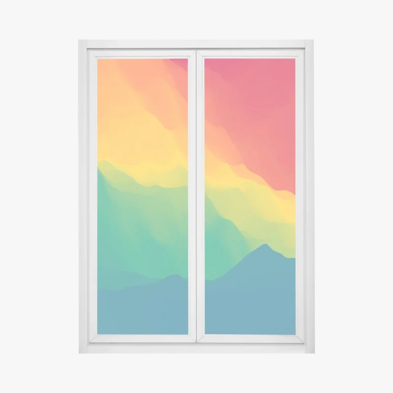 Window decal vibrant layered mountain gradient