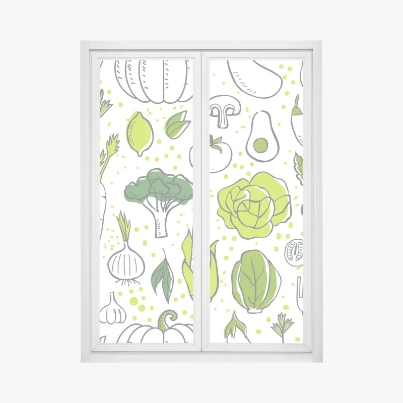 Window decal green vegetables pattern wall art