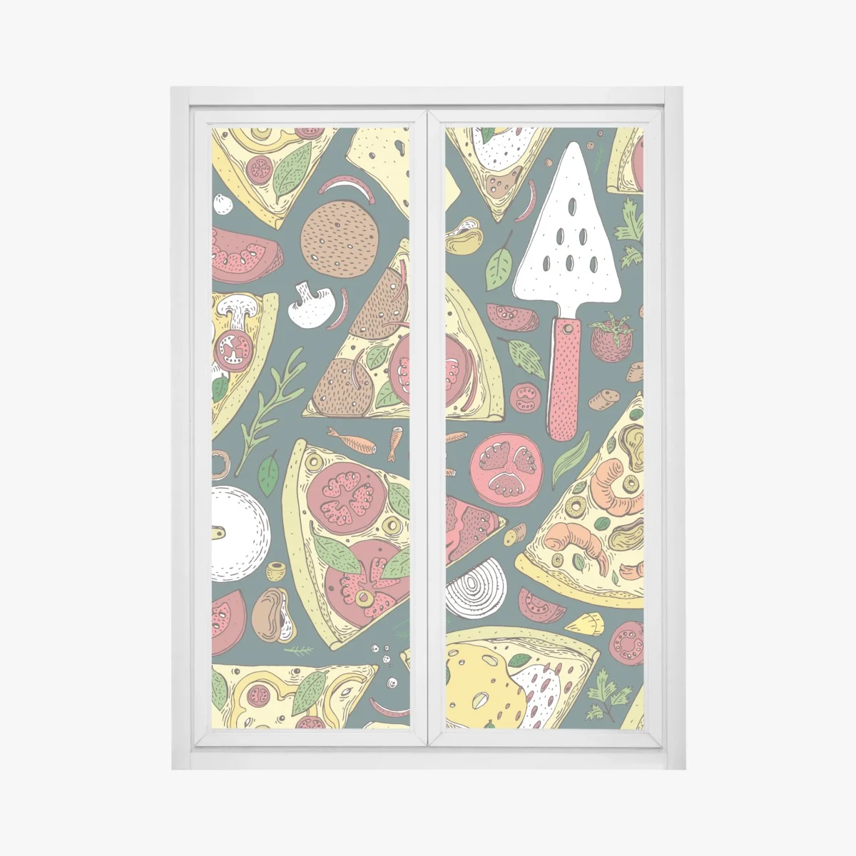 Window decal colorful pizza slices pattern ⁕ Wallissimo® Window decal colorful pizza slices pattern ⁕ Wallissimo®