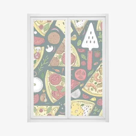 Window decal colorful pizza slices pattern • Wallissimo®