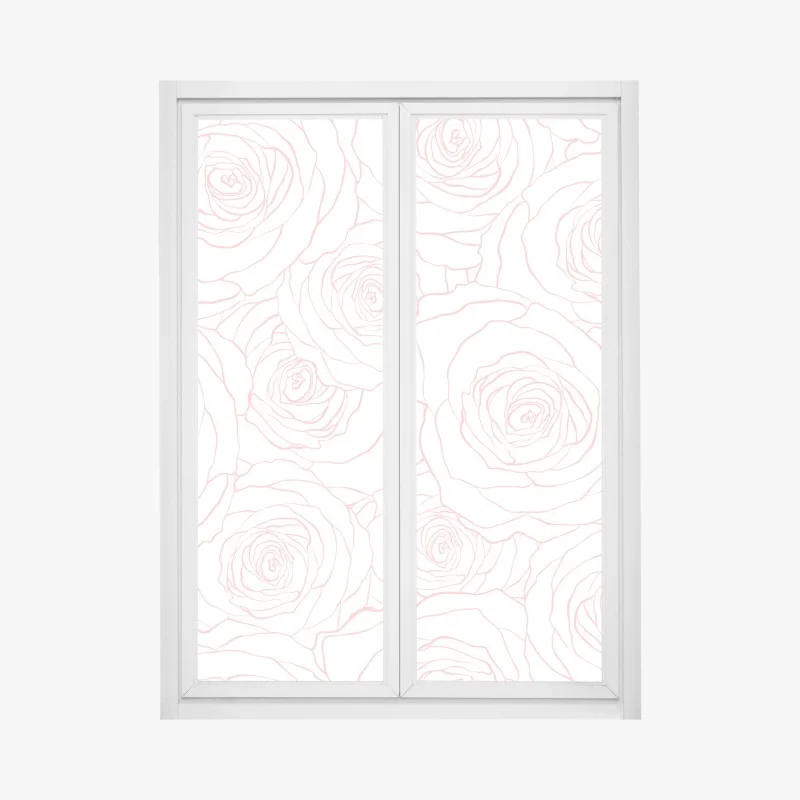 Window decal delicate pink rose line pattern