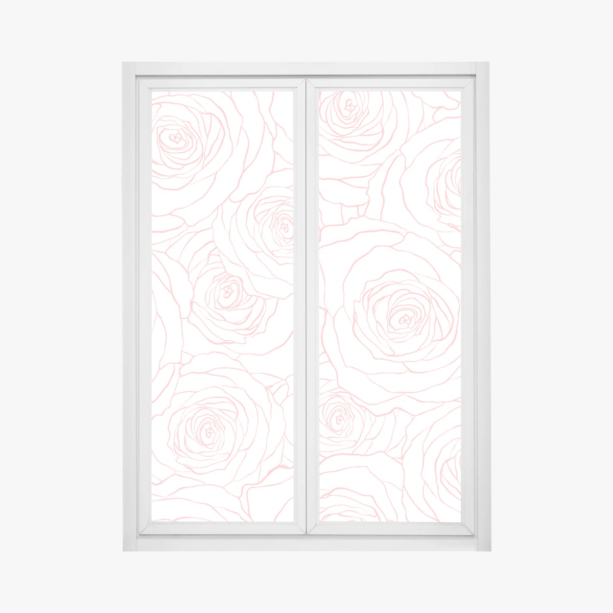 Window decal delicate pink rose line pattern • Wallissimo® Window decal delicate pink rose line pattern • Wallissimo®