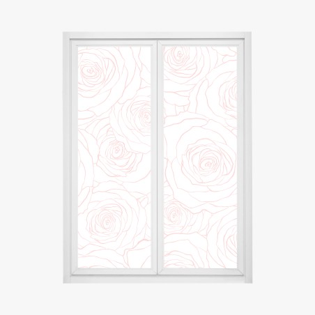 Window decal delicate pink rose line pattern • Wallissimo®