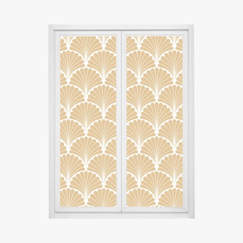 Window decal golden art deco fan pattern
