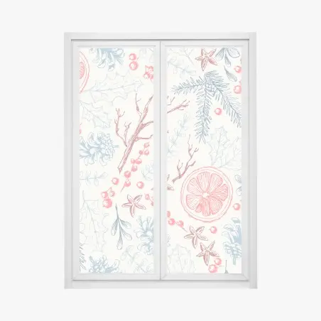 Window decal hand-drawn winter botanicals pattern • Wallissimo®