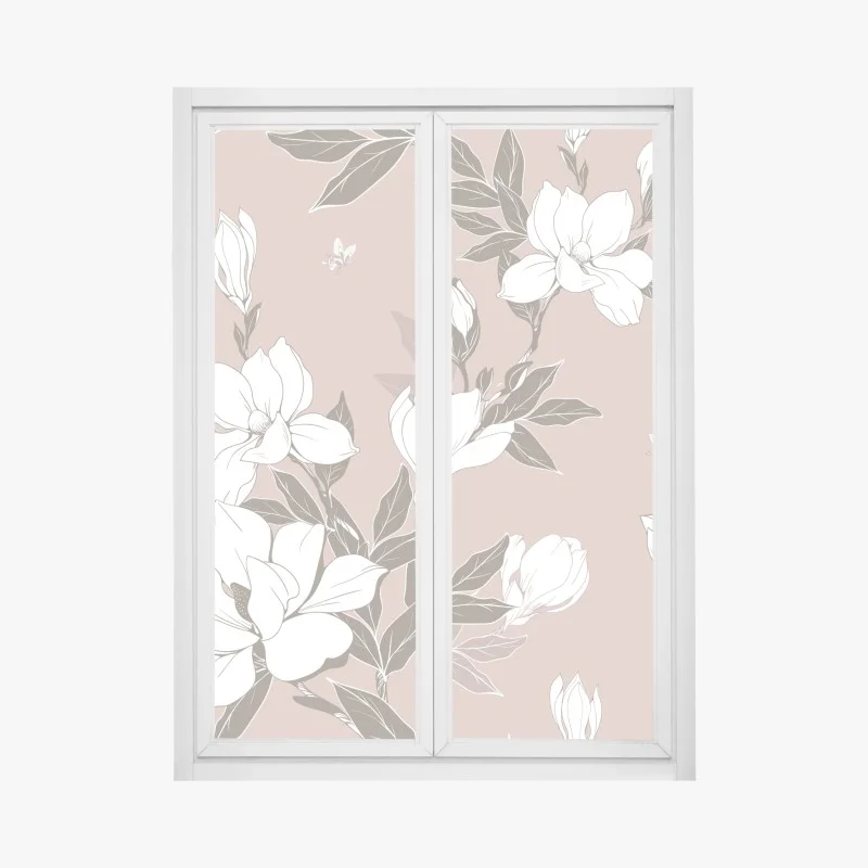 Window decal soft magnolia blossom pattern