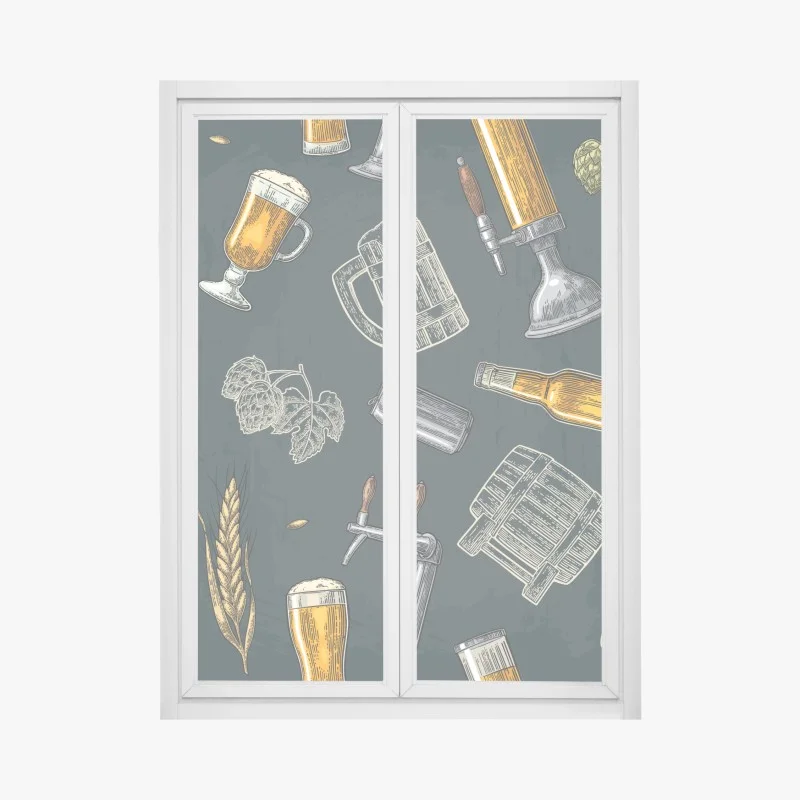 Window decal vintage beer brewery pattern