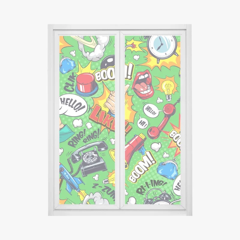 Window decal comic pop art explosion pattern