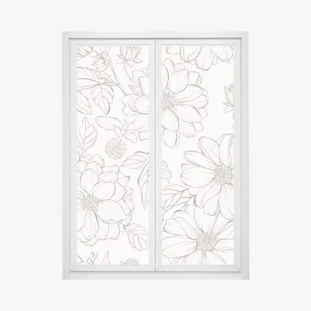 Window decal delicate botanical line florals • Wallissimo®