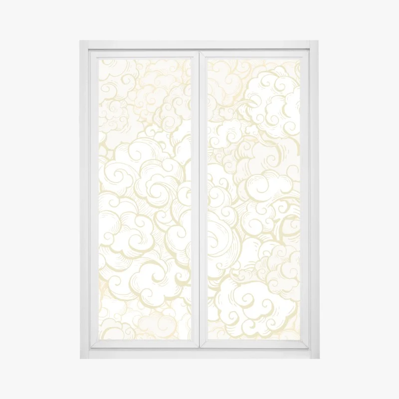 Window decal ornamental golden cloud pattern