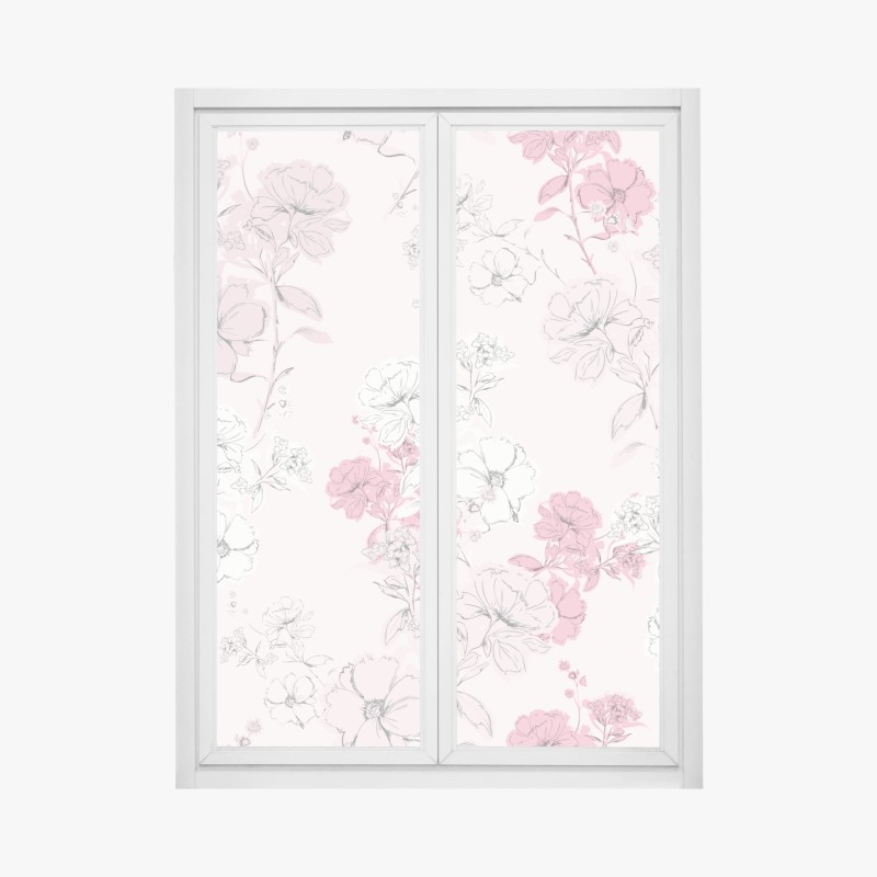 Window decal soft pink floral pattern