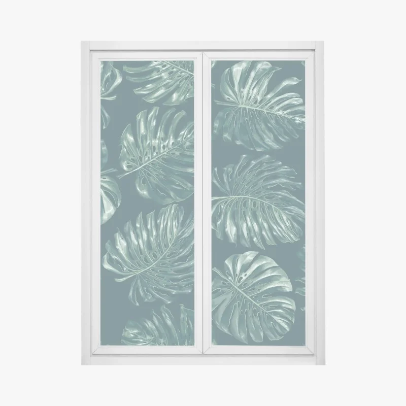 Window decal tropical monstera leaf pattern