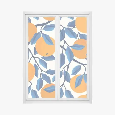 Window decal bold orange and blue citrus pattern • Wallissimo®