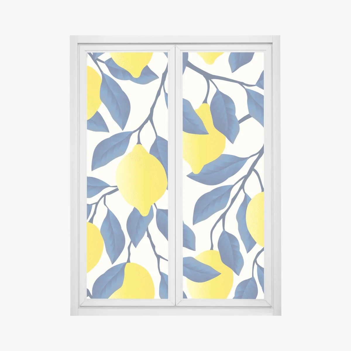 Window decal vibrant lemon pattern with blue leaves ⁕ Wallissimo® Window decal vibrant lemon pattern with blue leaves ⁕ Wallissimo®
