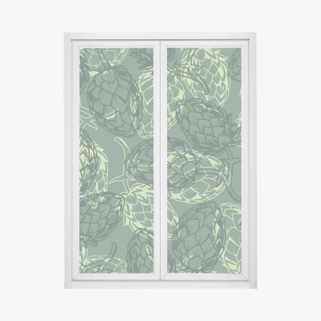 Window decal green hop cone botanical pattern • Wallissimo®
