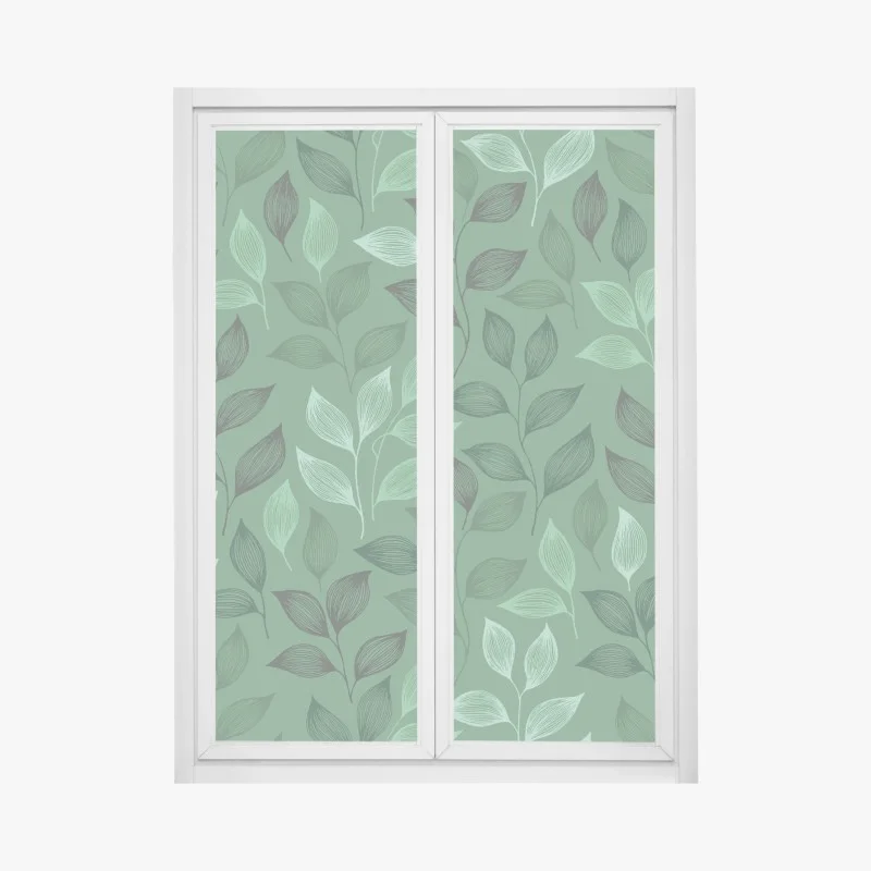 Window decal green botanical leaf pattern