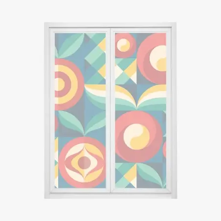 Window decal vibrant geometric floral pattern • Wallissimo®