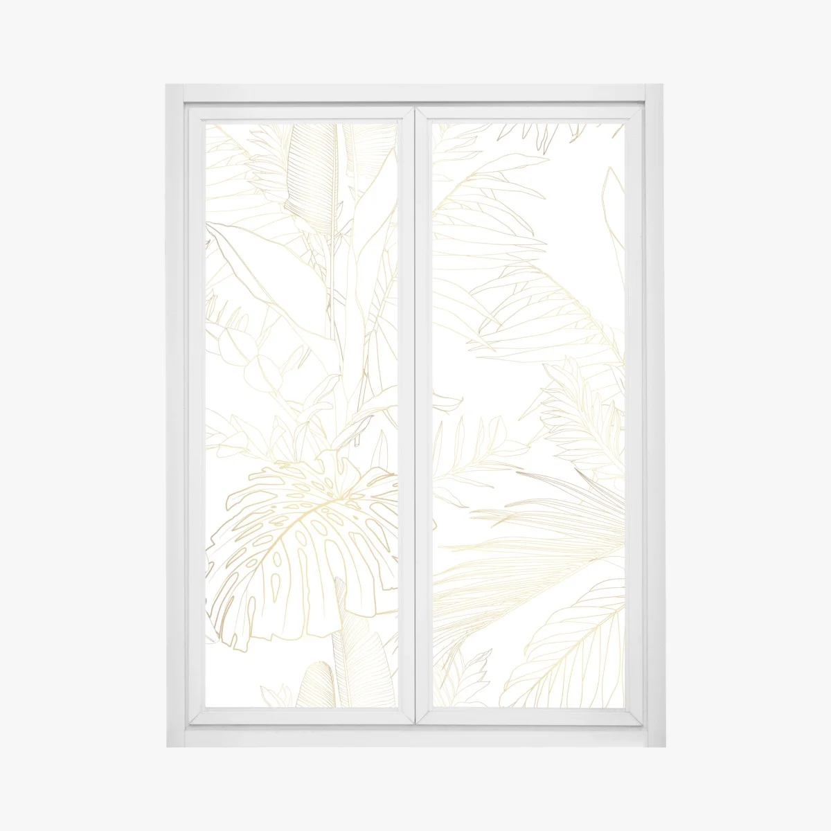 Window decal gold tropical leaves line art • Wallissimo® Window decal gold tropical leaves line art • Wallissimo®