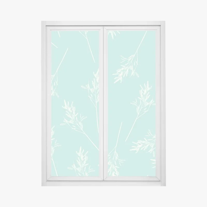 Window decal delicate turquoise botanical pattern