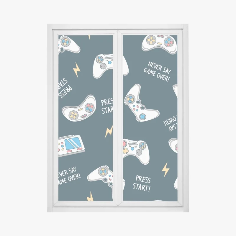 Window decal retro game controllers pattern