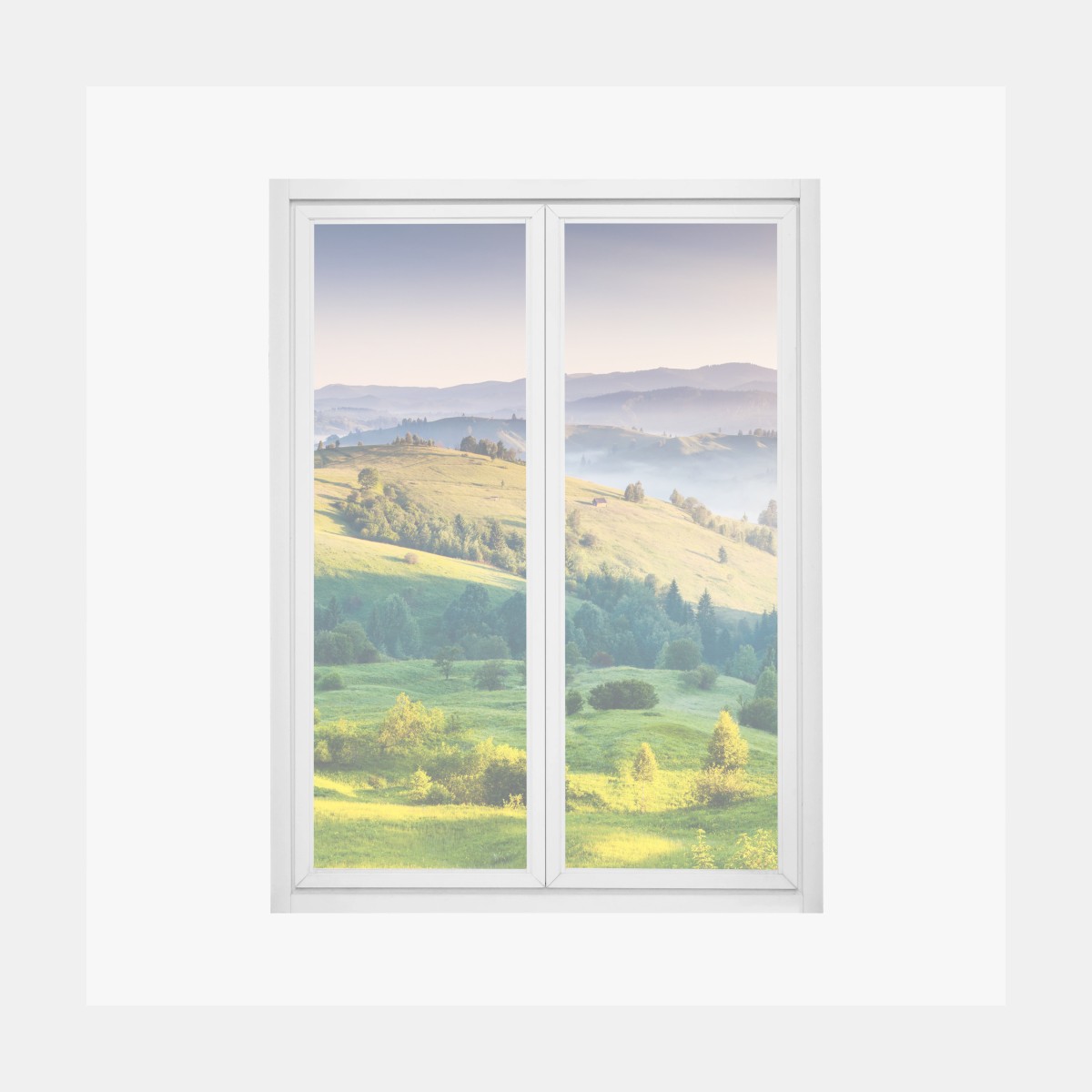 Window decal Carpathian sunset over rolling green hills • Wallissimo®