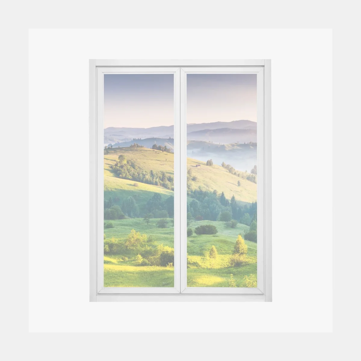 Window decal Carpathian sunset over rolling green hills • Wallissimo® Window decal Carpathian sunset over rolling green hills • Wallissimo®