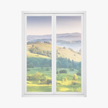 Window decal Carpathian sunset over rolling green hills • Wallissimo®
