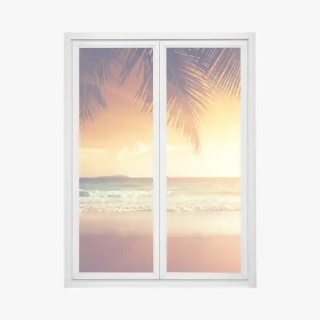 Window decal Caribbean sunset beach at dusk • Wallissimo®