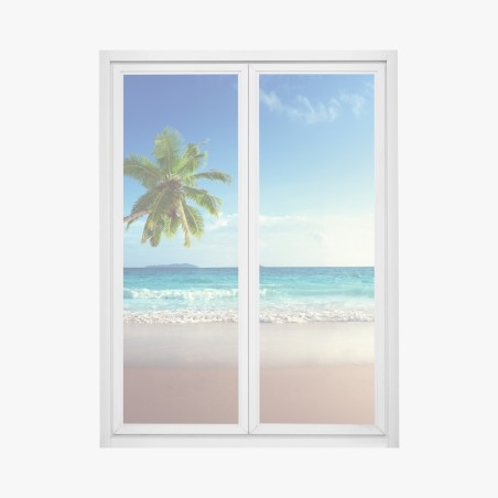Window decal tropical Caribbean beach at sunset • Wallissimo®