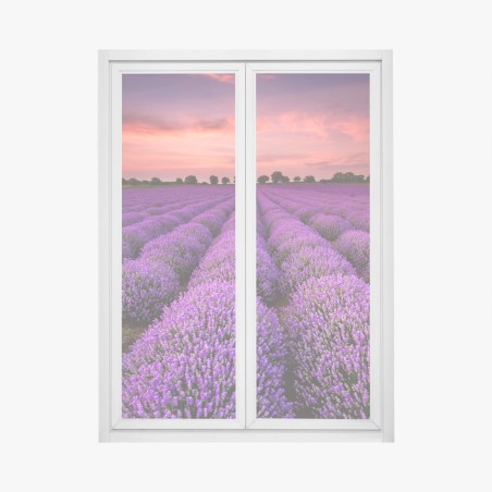 Window decal lavender field at sunset • Wallissimo®