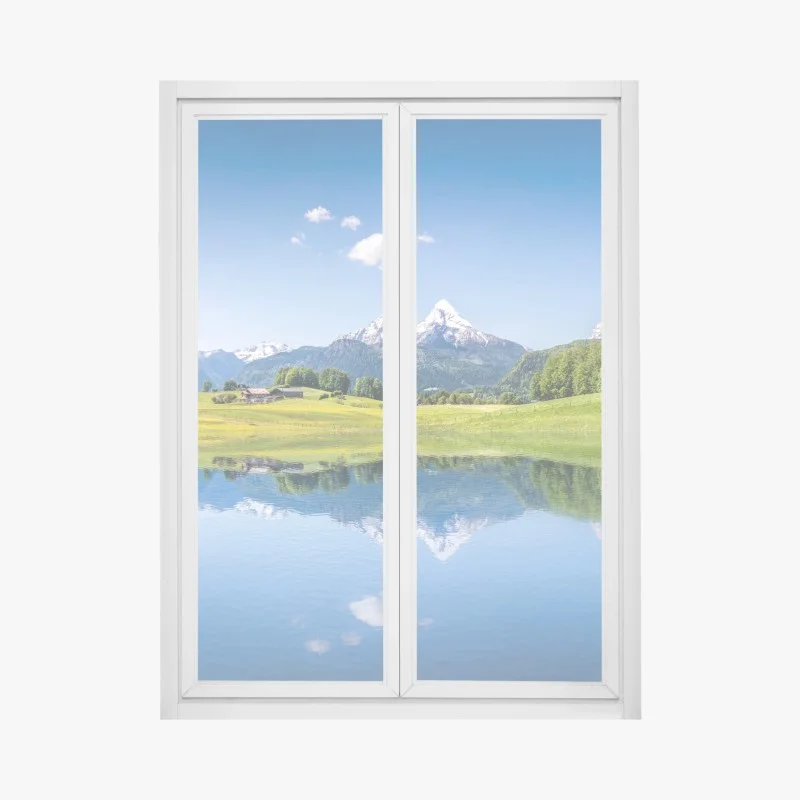 Window decal blue leaf pattern • Wallissimo®