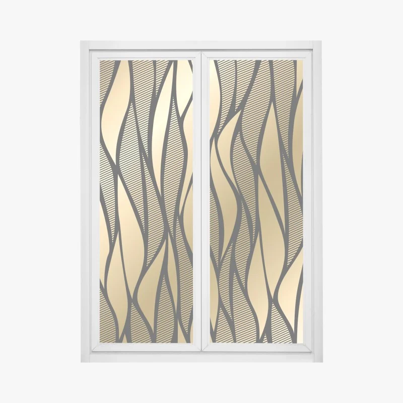 Window decal luxury gold abstract wave pattern