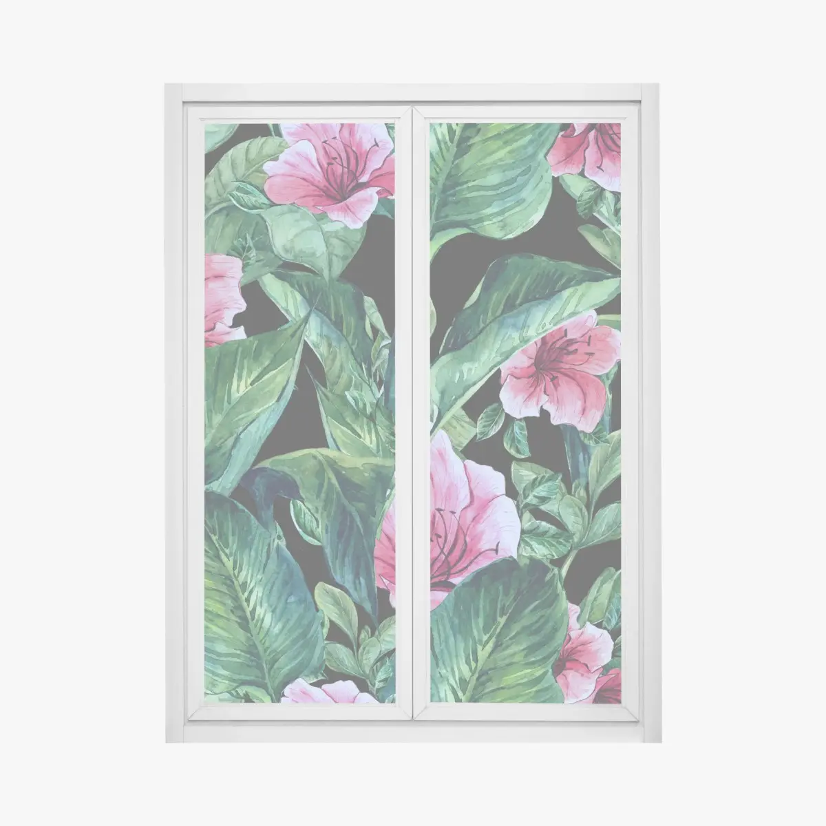 Window decal pink watercolor blooms on black background • Wallissimo® Window decal pink watercolor blooms on black background • Wallissimo®