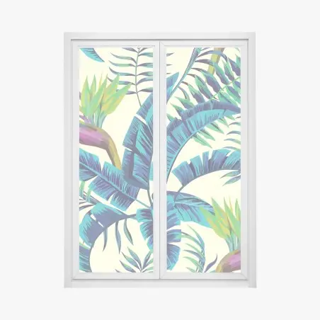 Window decal tropical turquoise leaf design • Wallissimo®