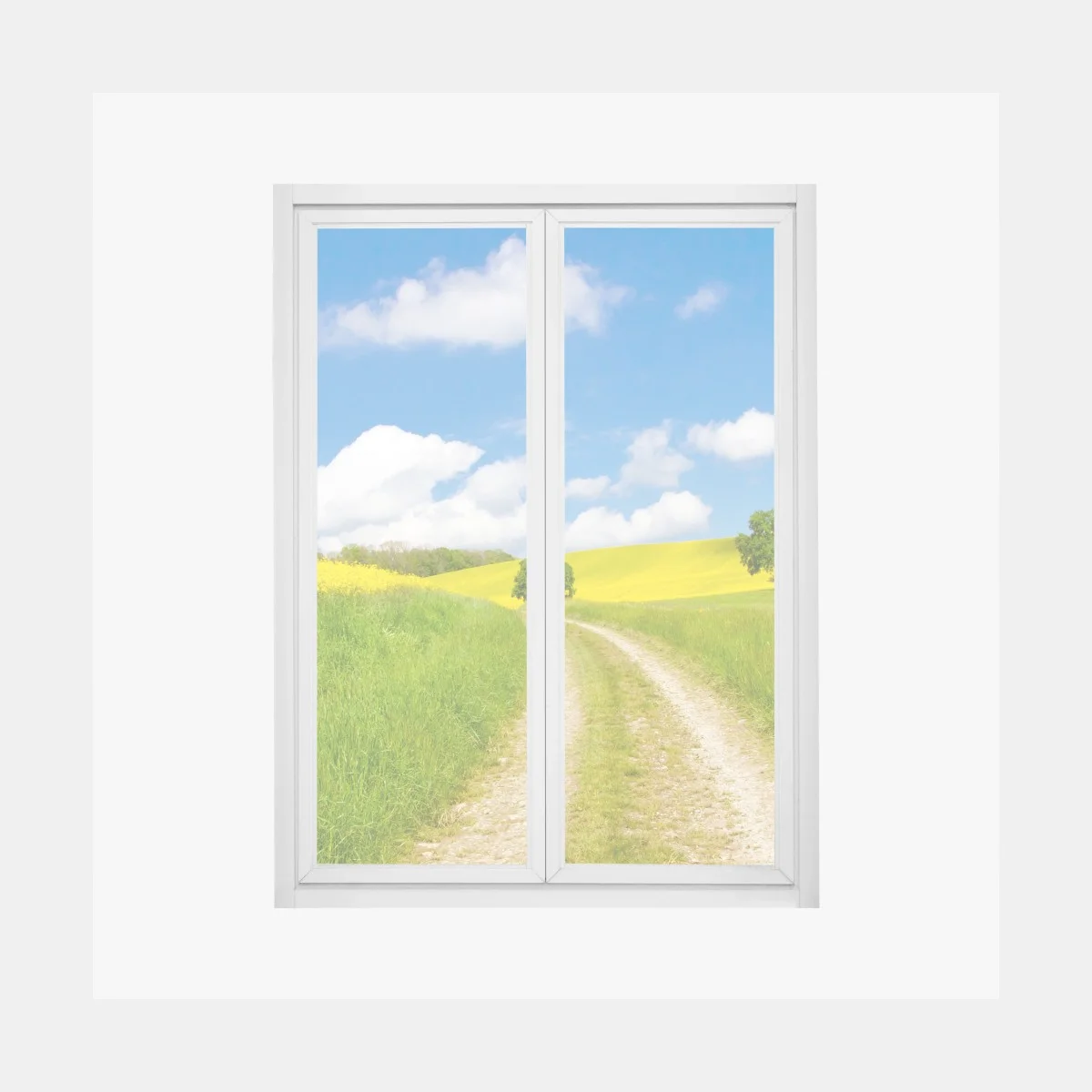 Window decal sunny country lane through yellow fields • Wallissimo® Window decal sunny country lane through yellow fields • Wallissimo®