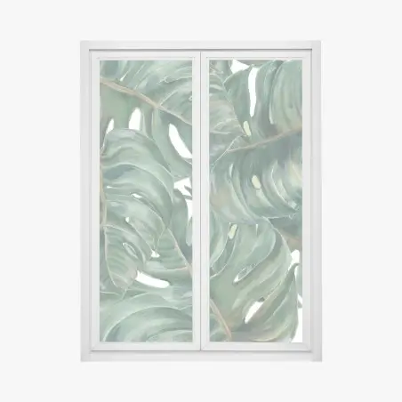 Window decal lush monstera watercolor leaves • Wallissimo®