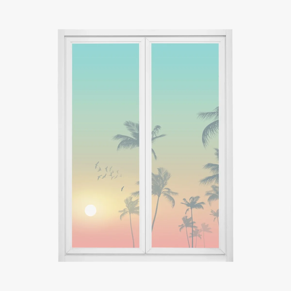 Window decal tropical sunset palms silhouette • Wallissimo® Window decal tropical sunset palms silhouette • Wallissimo®