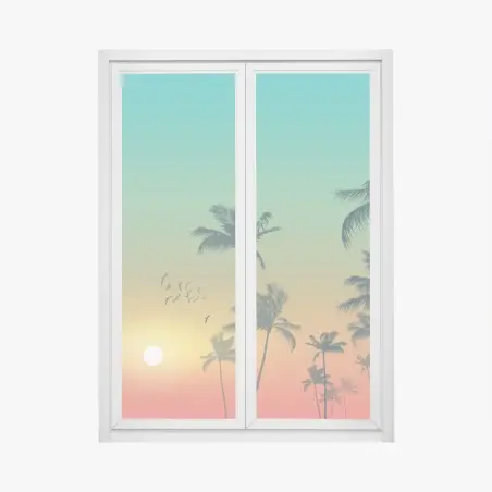 Window decal tropical sunset palms silhouette • Wallissimo®