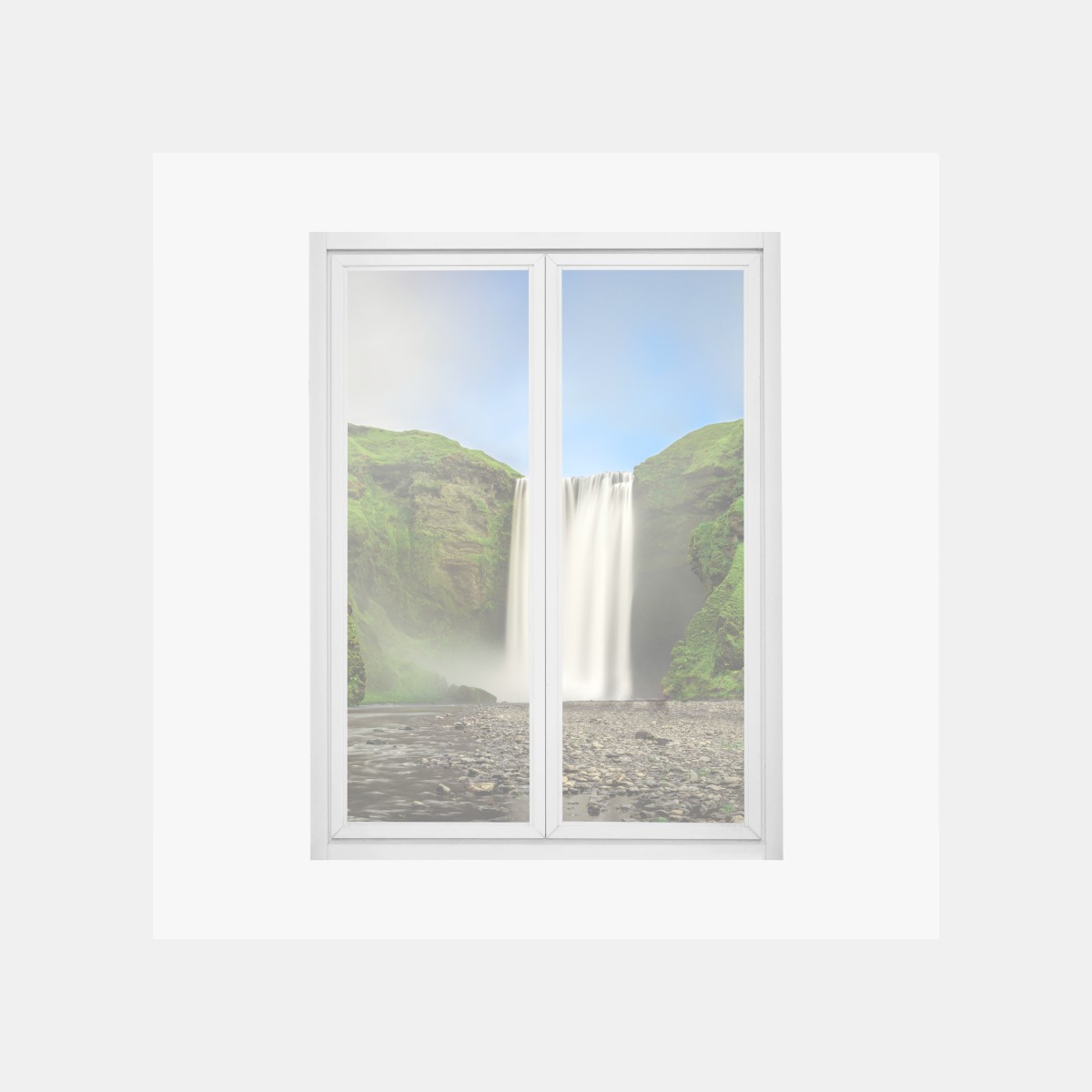 Window decal Skogafoss waterfall panorama • Wallissimo® Window decal Skogafoss waterfall panorama • Wallissimo®
