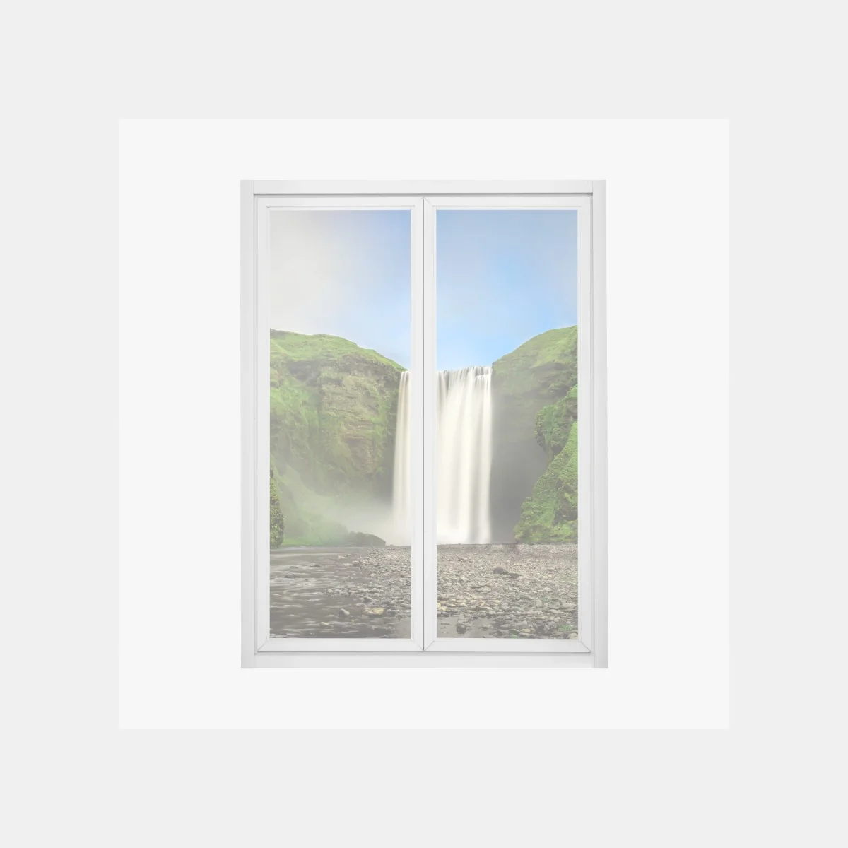 Window decal Skogafoss waterfall panorama • Wallissimo® Window decal Skogafoss waterfall panorama • Wallissimo®