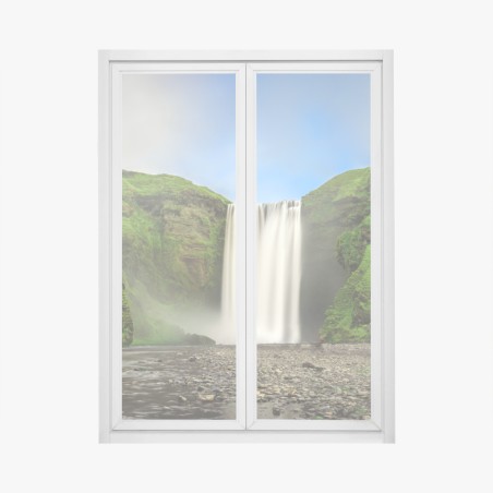 Window decal Skogafoss waterfall panorama • Wallissimo®