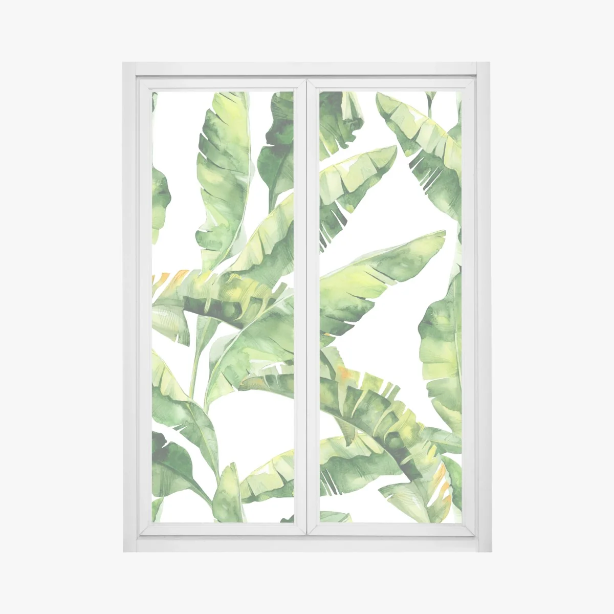 Window decal tropical banana leaf watercolor pattern • Wallissimo® Window decal tropical banana leaf watercolor pattern • Wallissimo®