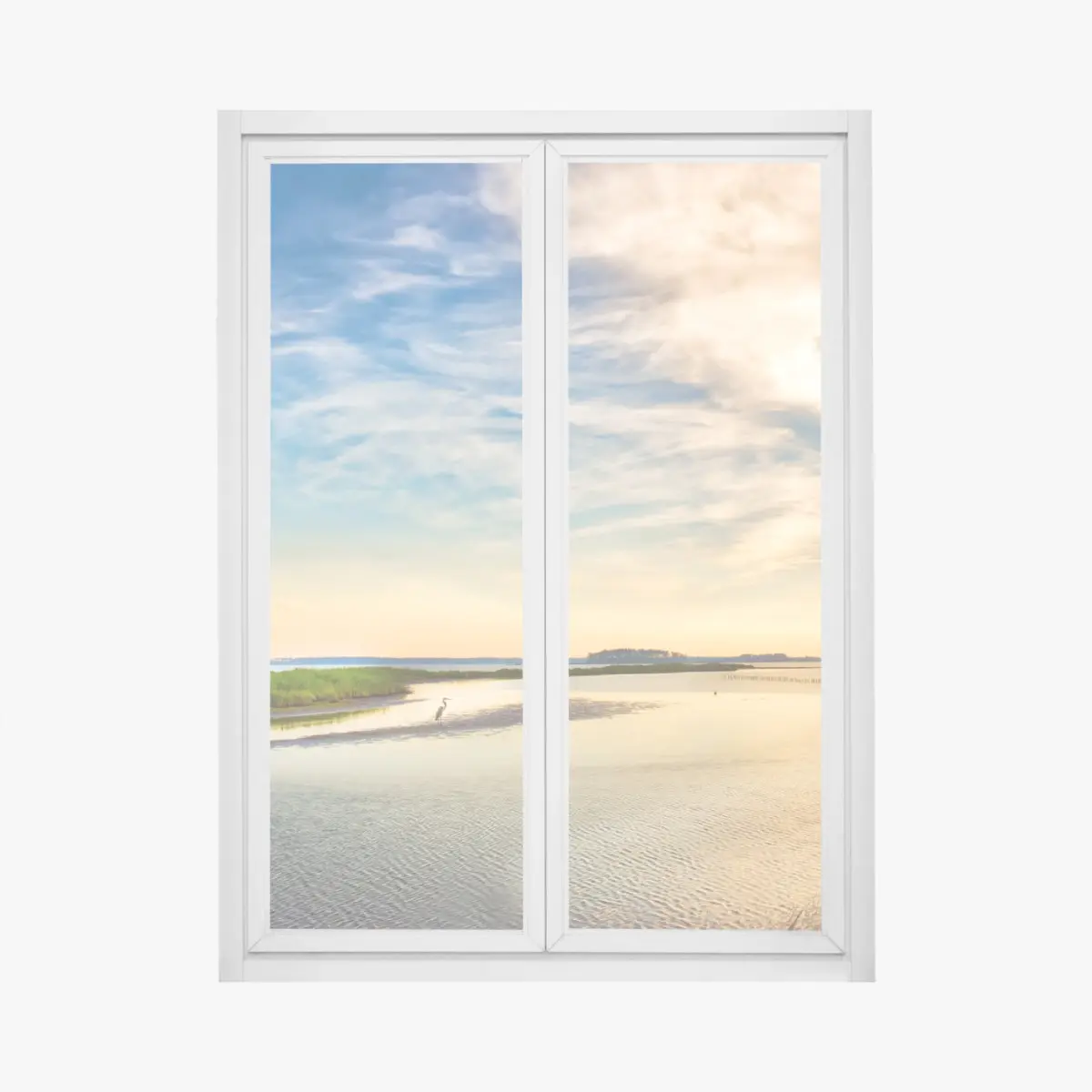 Window decal great blue heron at Chesapeake Bay sunset • Wallissimo® Window decal great blue heron at Chesapeake Bay sunset • Wallissimo®