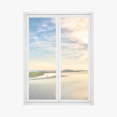 Window decal great blue heron at Chesapeake Bay sunset • Wallissimo®