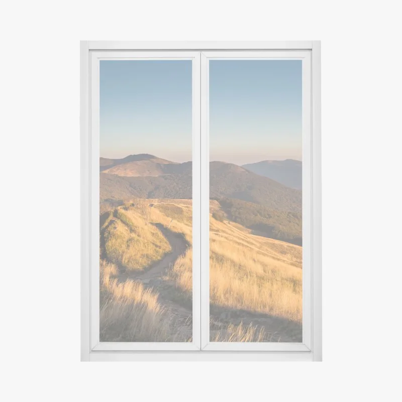 Window decal golden mountain ridge at sunset ⁕ Wallissimo®